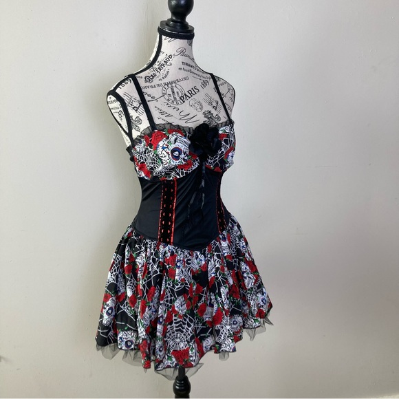 Lip Service Goth Skull Tutu Mini Dress - Picture 5 of 11